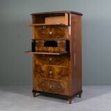 Biedermeier chest of drawers with a secretary, walnut veneer