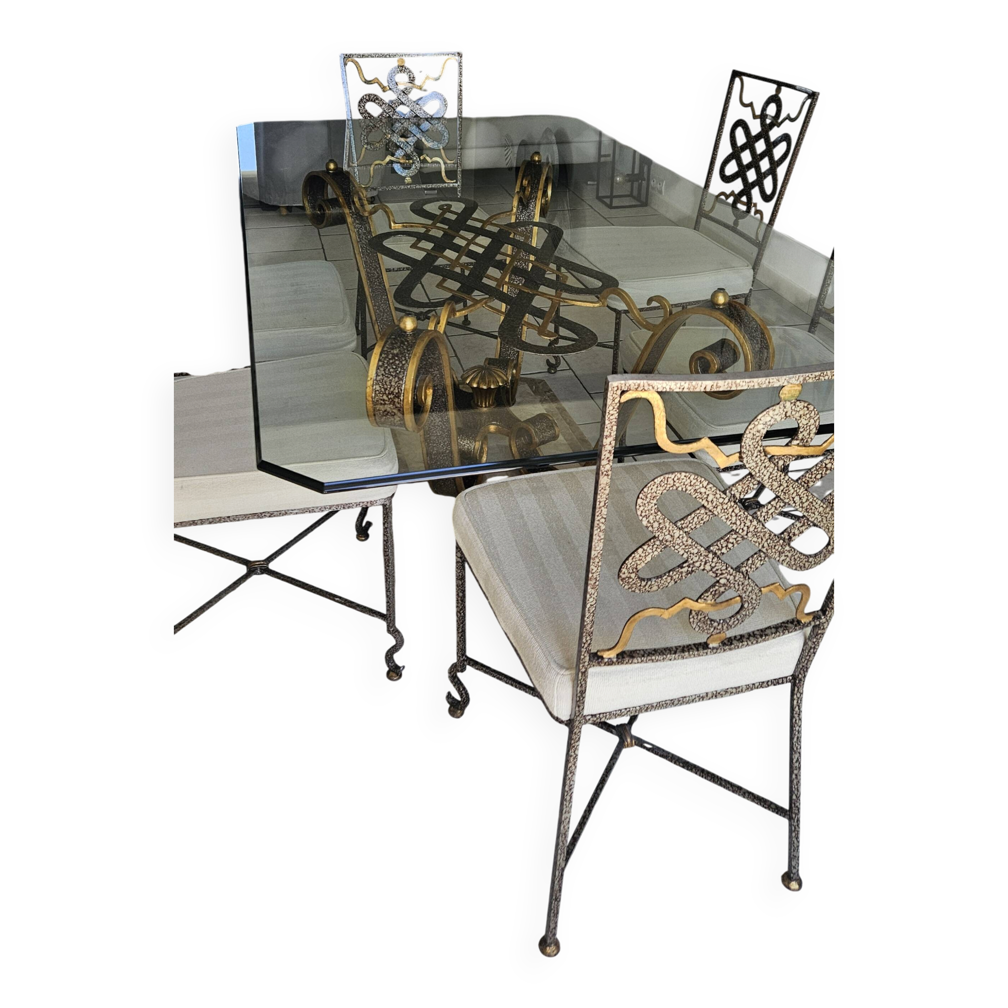 Table et chaises en Fer forgé Art
