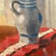 Painting old oil painting on cardboard still life 40s-50s
