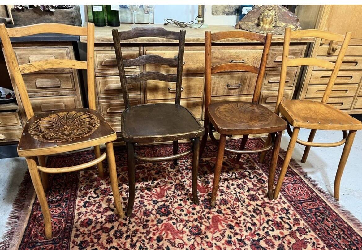 4 old bistro chairs