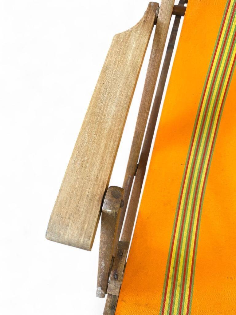 Chaise de jardin pliante vintage orange / chaise de plage