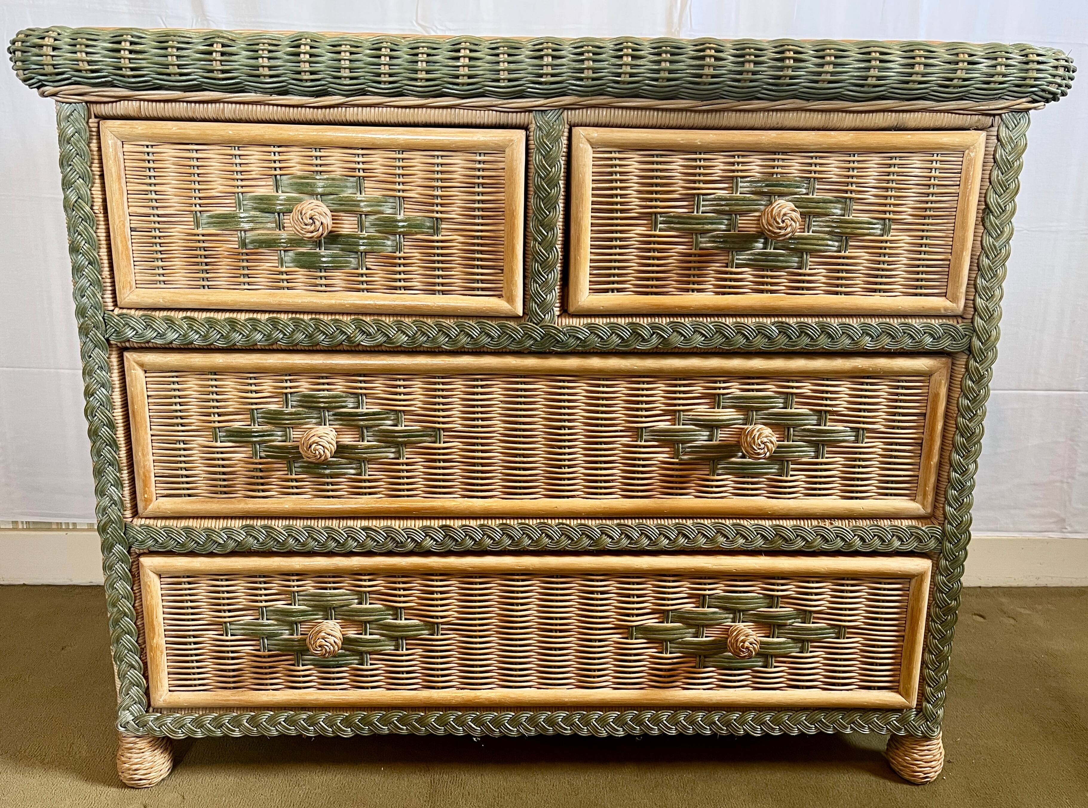Vintage wicker chest of drawers, 80s/90s.