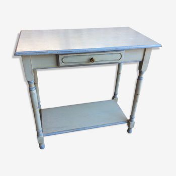 Table peinte et patinée gris-bleu