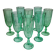 8 vintage emerald green glass champagne flutes