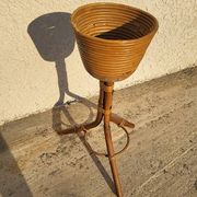 PORTE POT DE FLEUR EN ROTIN 1960