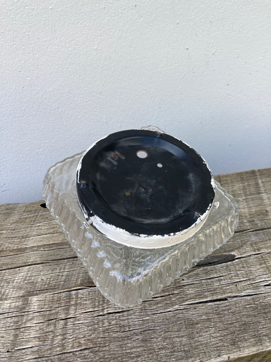 Square wall lamp in vintage transparent glass