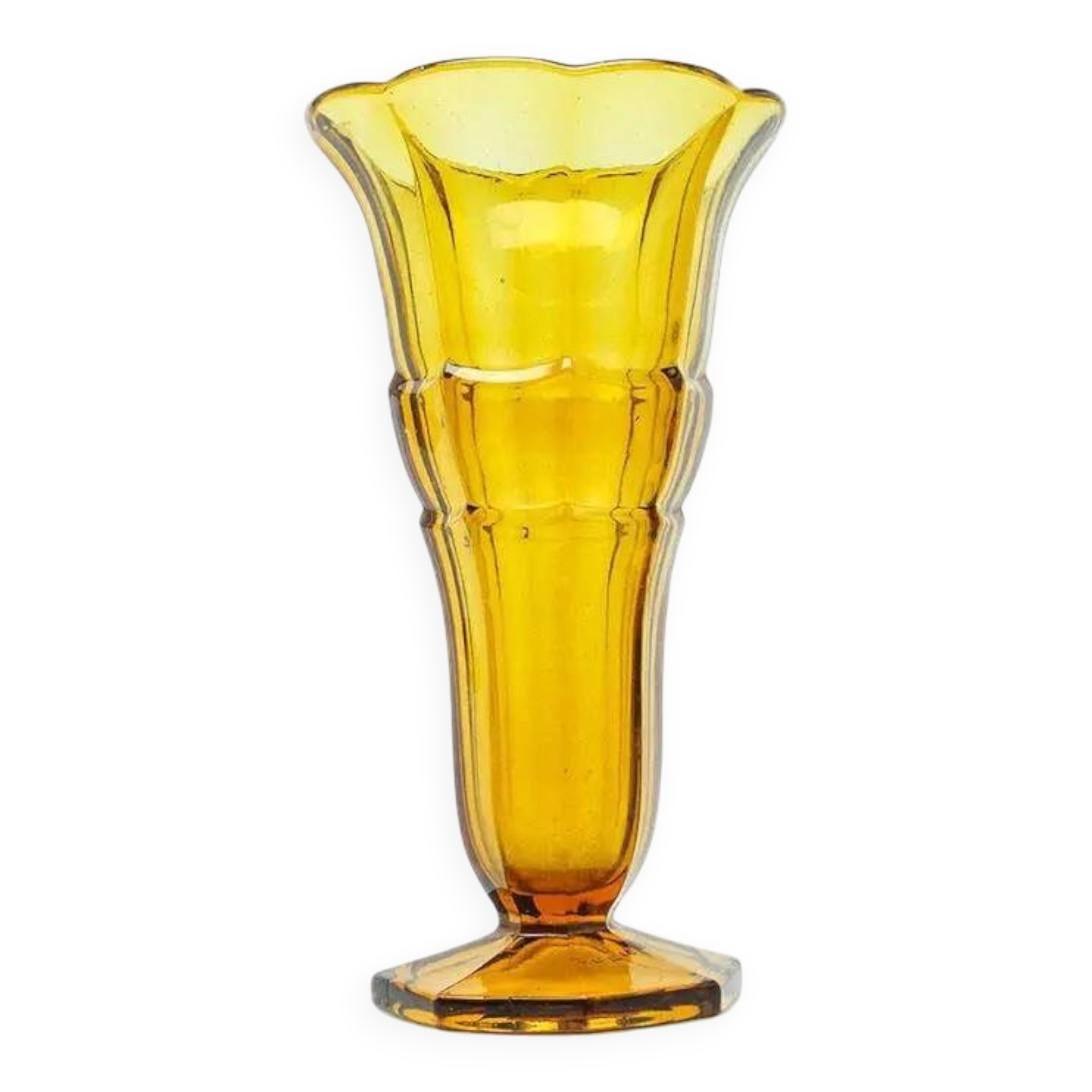 Art Deco vase, honey glass, Val Saint Lambert, Belgium, 1960s