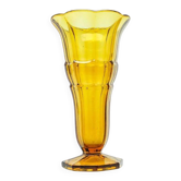 Vase Art Déco, verre miel, Val Saint Lambert, Belgique, années 1960