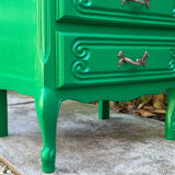 Vintage green oak chest of drawers from the 1960s.