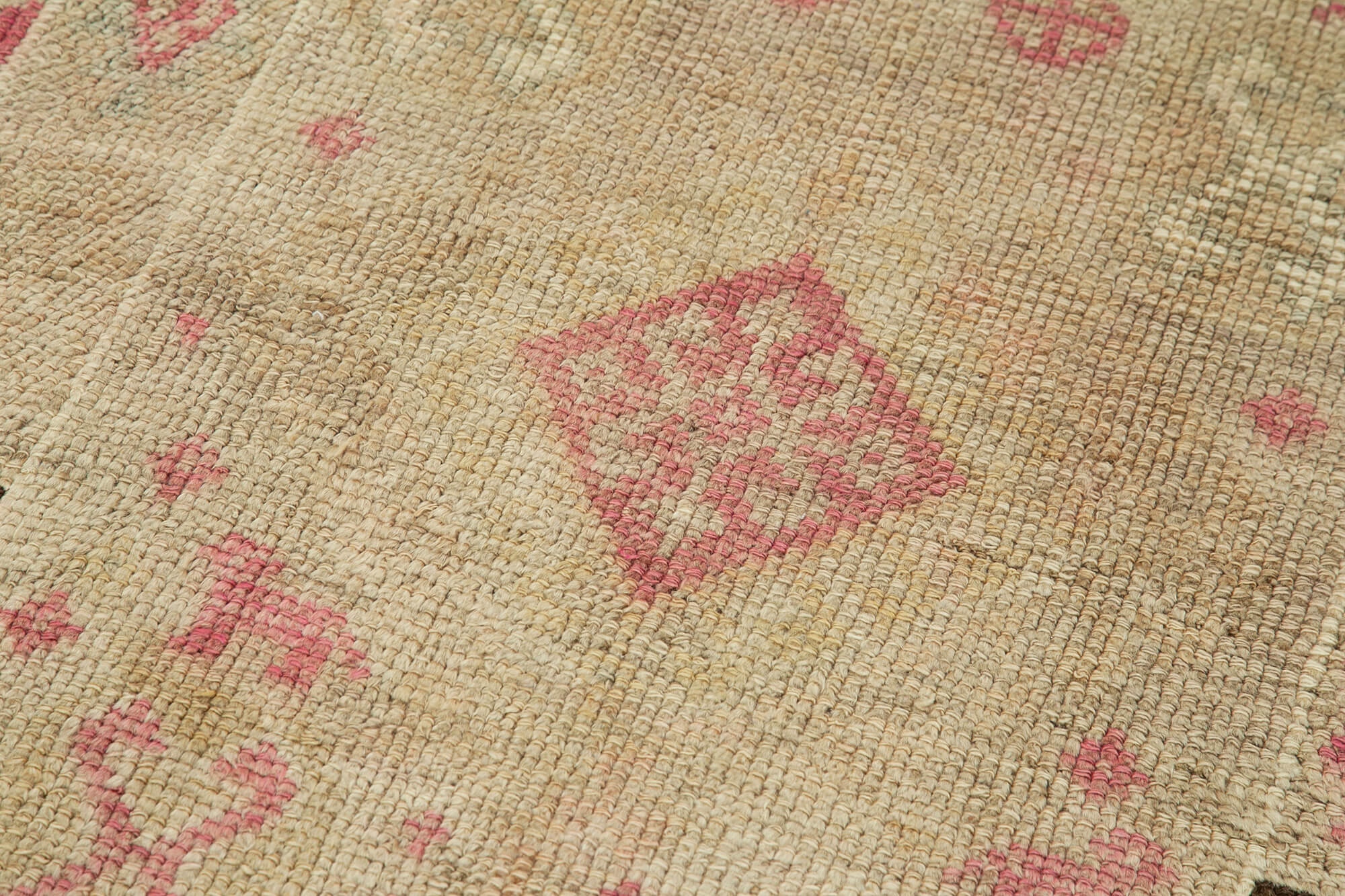 Hand-knotted antique turkish beige runner rug 89 cm x 314 cm