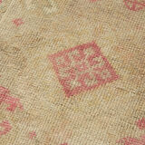 Hand-knotted antique turkish beige runner rug 89 cm x 314 cm