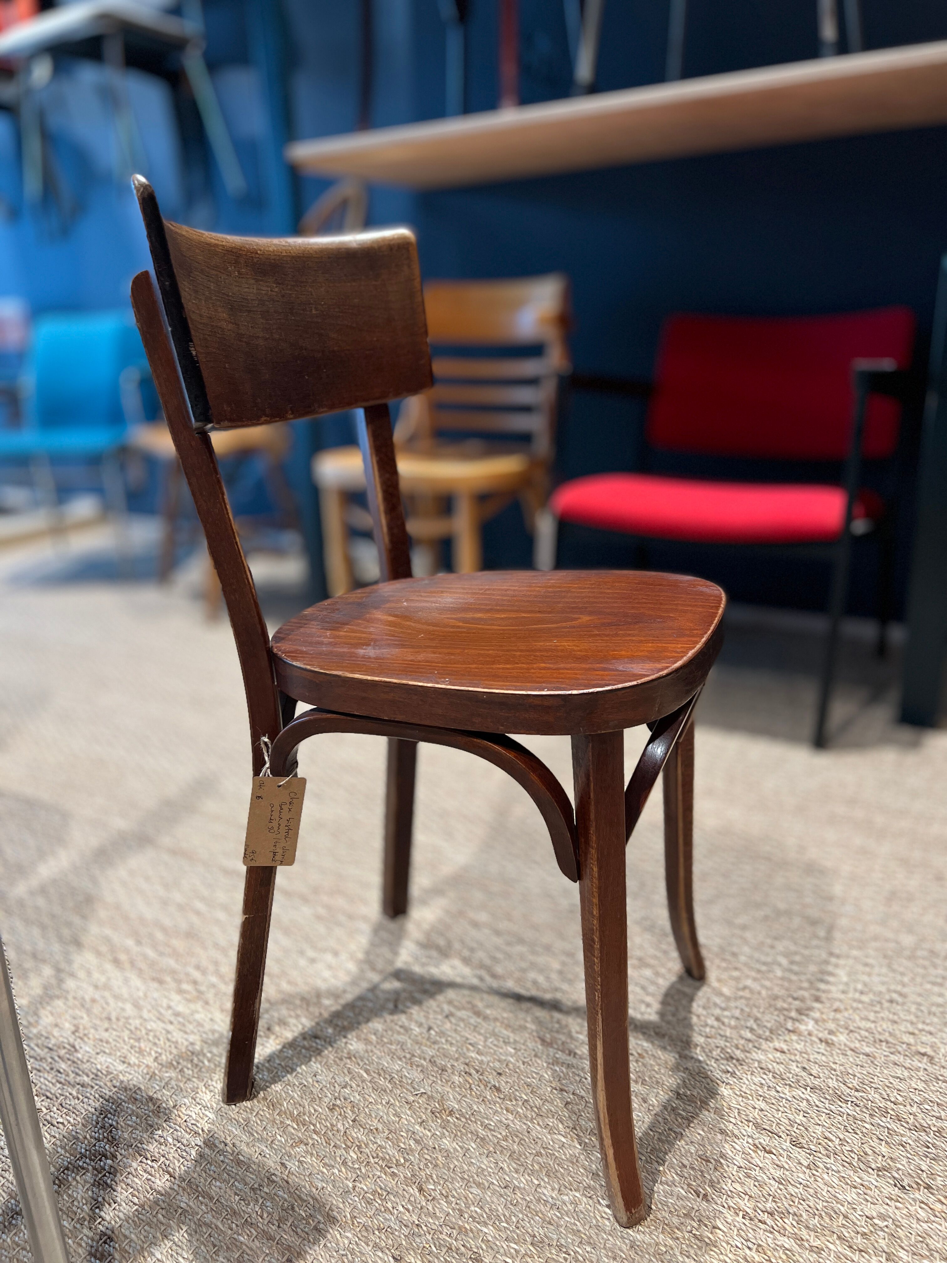 Set of 6 baumann bistro chairs classic years 50 bois fonce