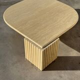 Large designer coffee table in travertine, eye shape, Roche Bobois edition from the 80s