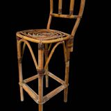 Set de 3 tabourets de bar en Rotin années 60
