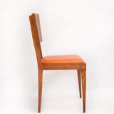 Vintage chair, wooden chair, old chair, extra chair, orange leather seating chair, cu