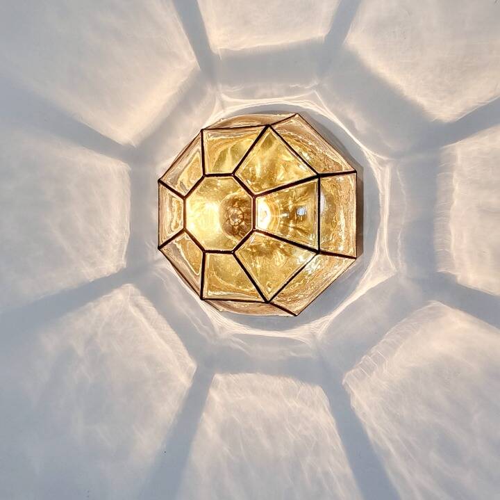 Mid-century glass ceiling light by Limburg, Germany, 1960s.