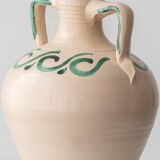 Spanish Revival Ceramic Table Lamp from Granada, New Green Silk Shade