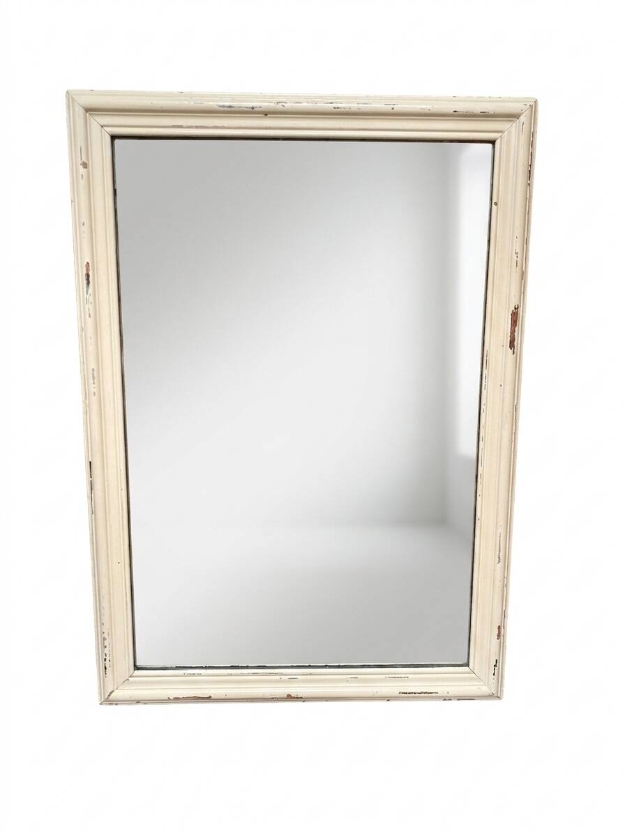 Antique mirror with beige patina