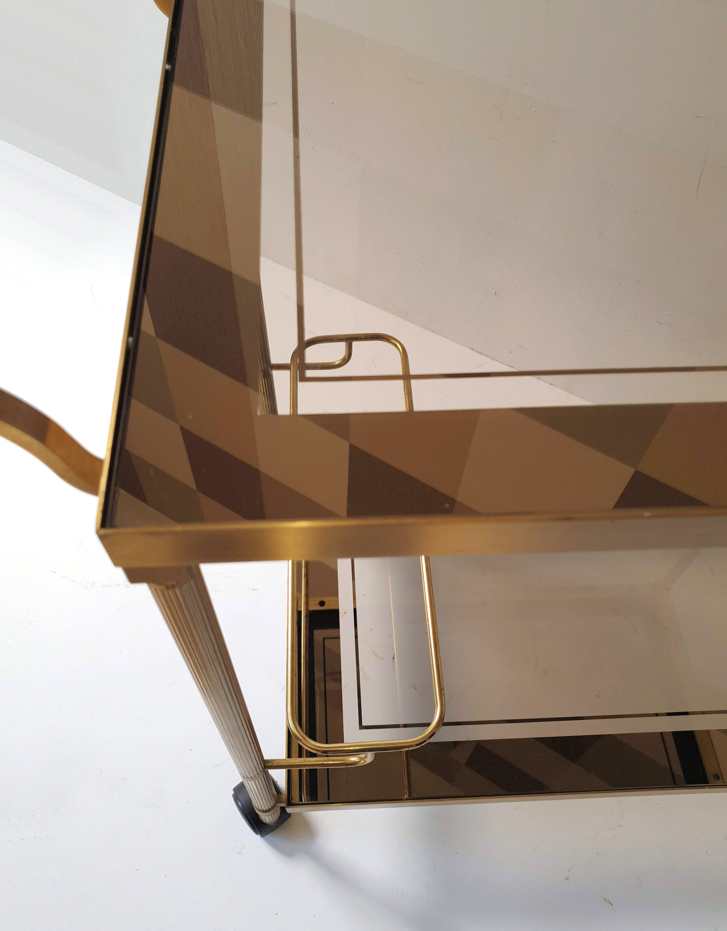 Belgo Chrom serving trolley in gold metal from the 60s/70s