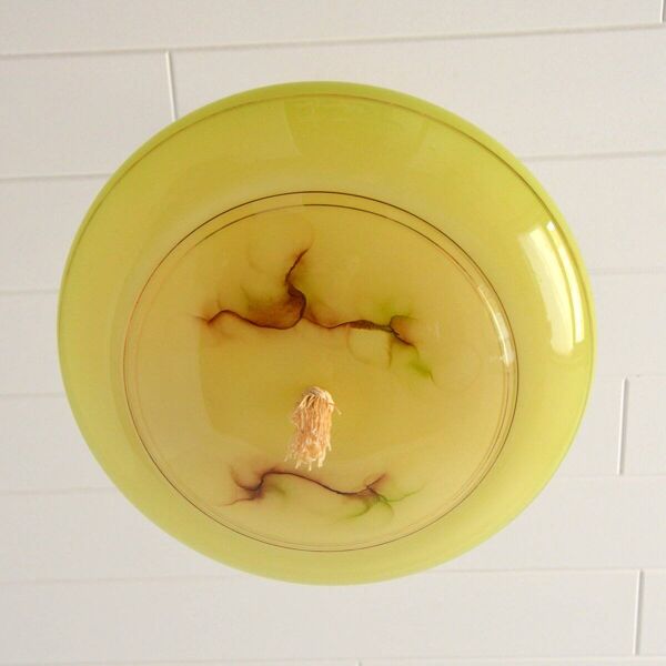 Suspension vasque opaline jaune art déco vintage