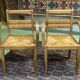 Pair of beech and straw armchairs