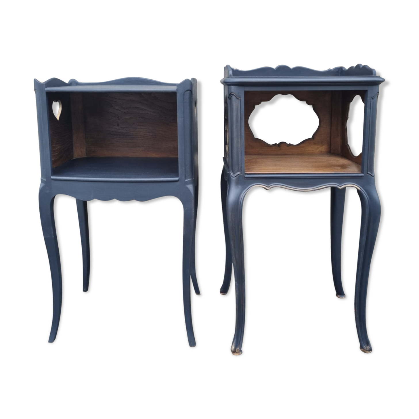 Pair of vintage bedside tables, 60s, Louis XV style, revamped