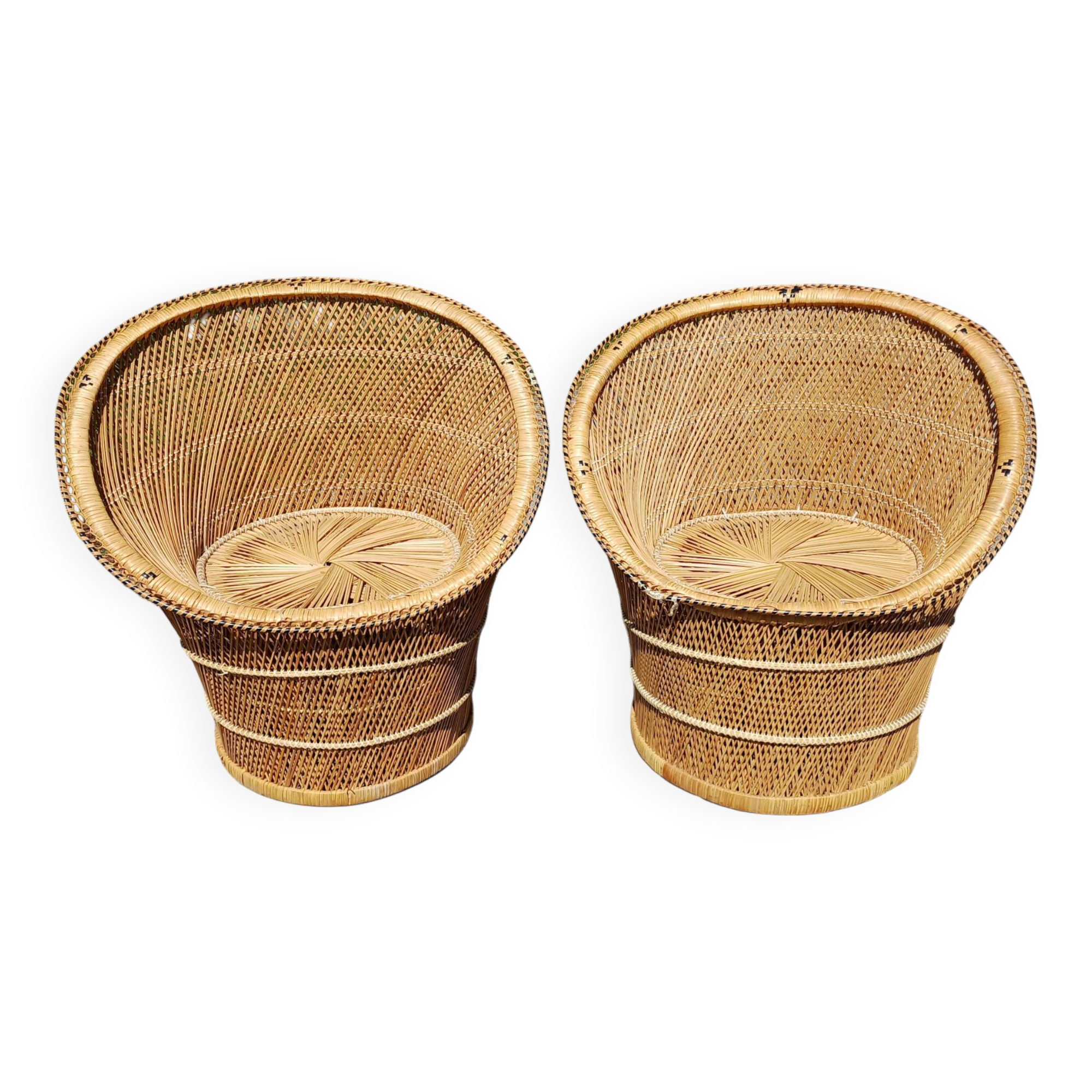 Pair of Vintage Wicker Armchairs