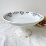 Vintage pedestal dish Blue Iron Earth St Amand French