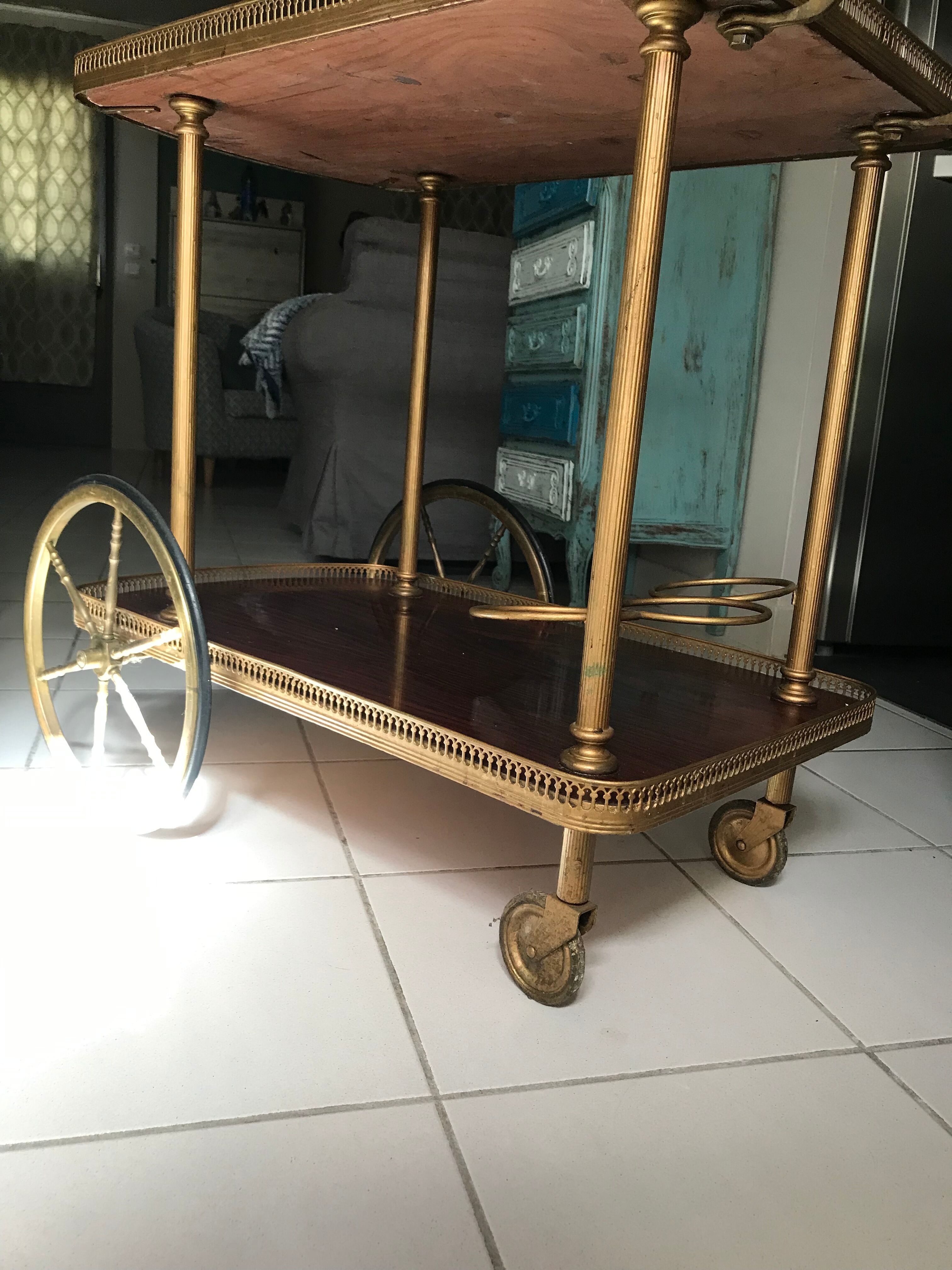 Rolling service wood and brass