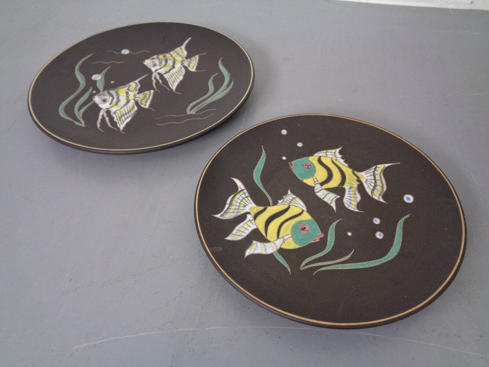 Vintage 717 Ceramic Plates with Fish from Ruscha, 1970s, Set of 2