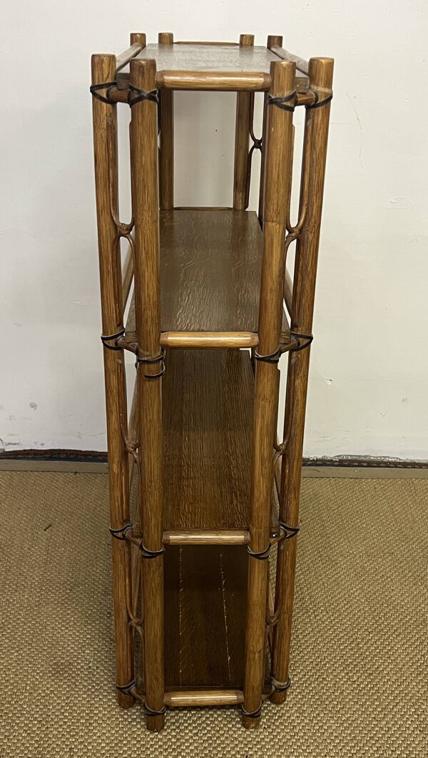 Etagère bibliothèque bambou et bois, 1960