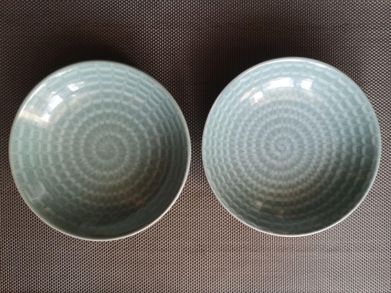 Set of 6 faience cups from Longchamps 1970s