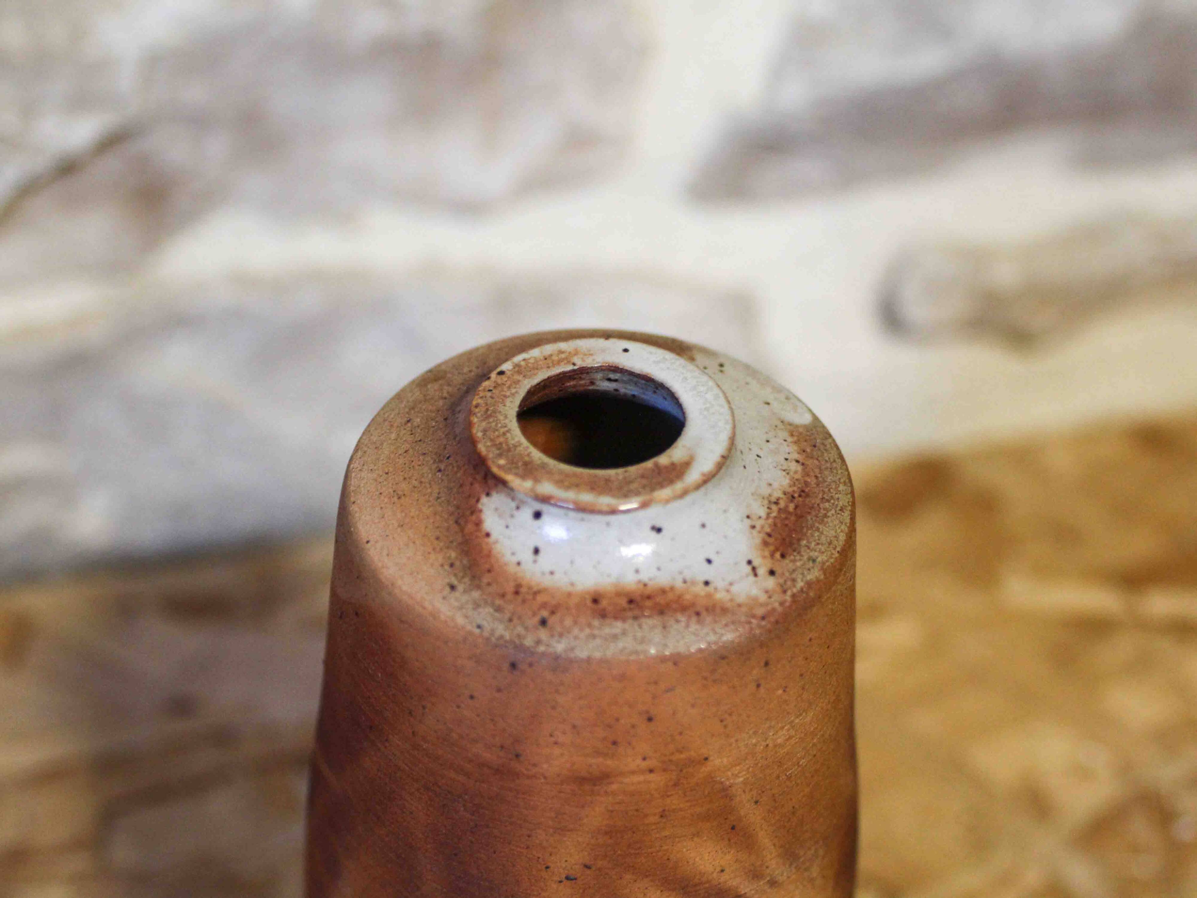 Partially glazed ceramic vase