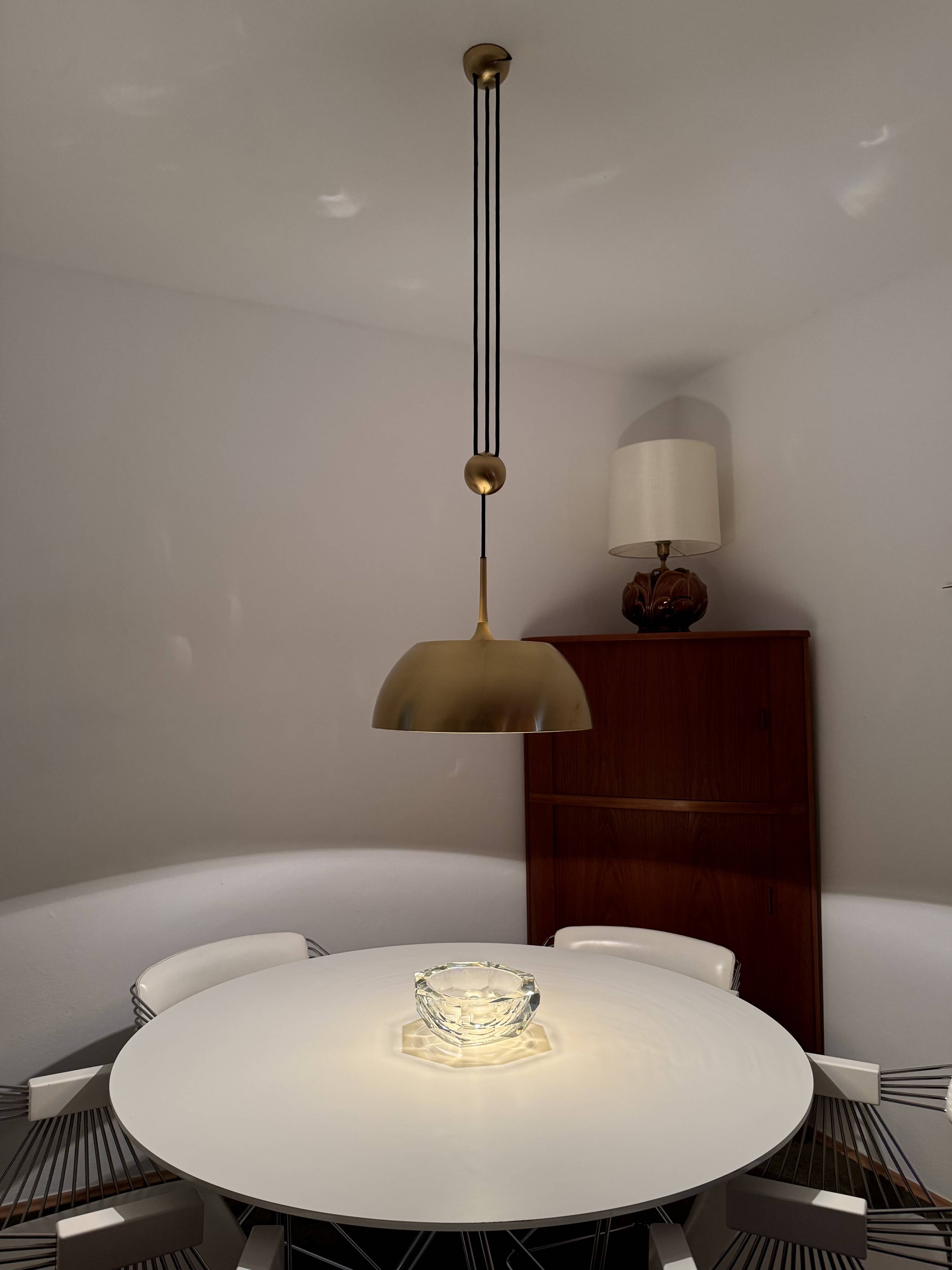 Breathtaking Brass Pendant Lamp with Counterweight by Florian Schulz