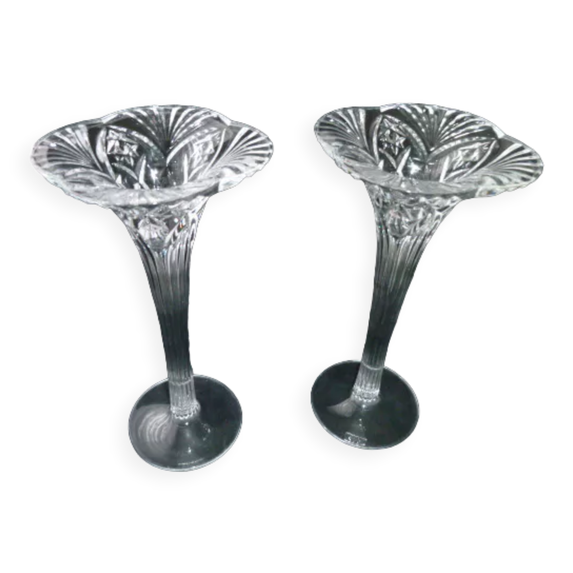 Pair of arques crystal candlesticks Vincennes model