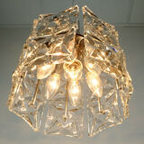 vintage PENDANT LIGHT crystal glass and chrome 14 glass prisms 1960s