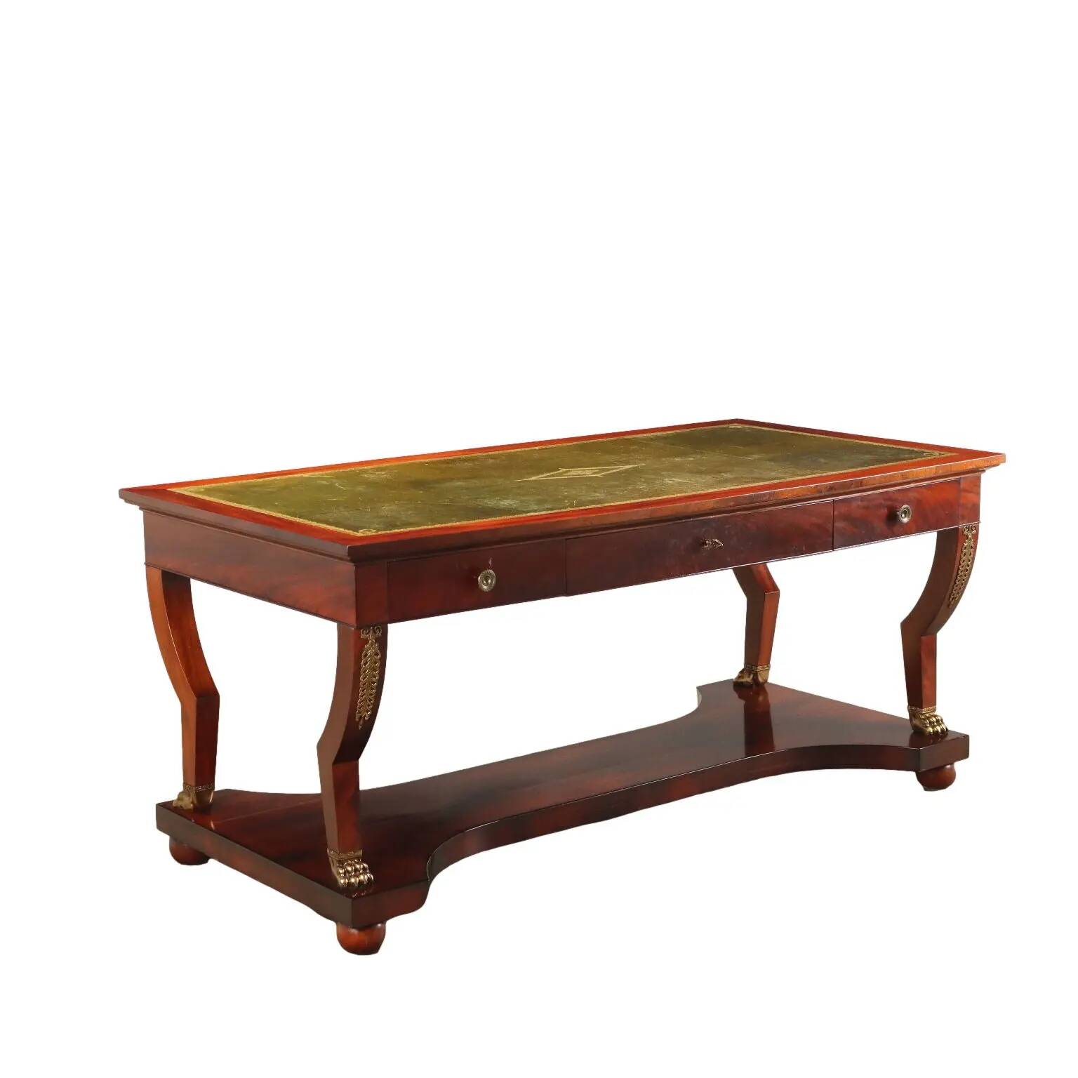 Antique Empire desk from Italy, 1900, mahogany veneer.