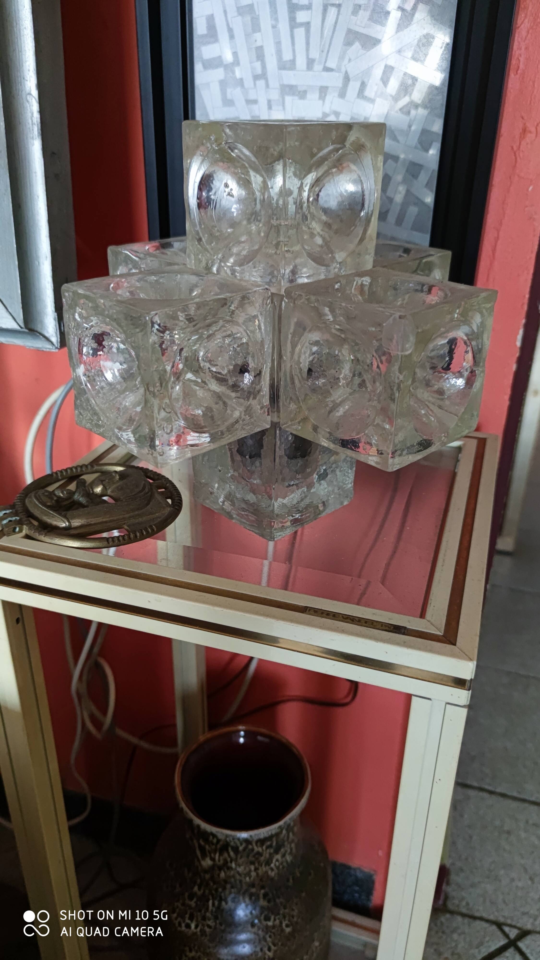 Ice cube glass lamp, circa 1960