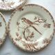 3 GIEN's Maroon Bird Dessert Plates, Provençal style with Hirondelle