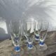 6 flûtes à champagne transparente pied bleu design