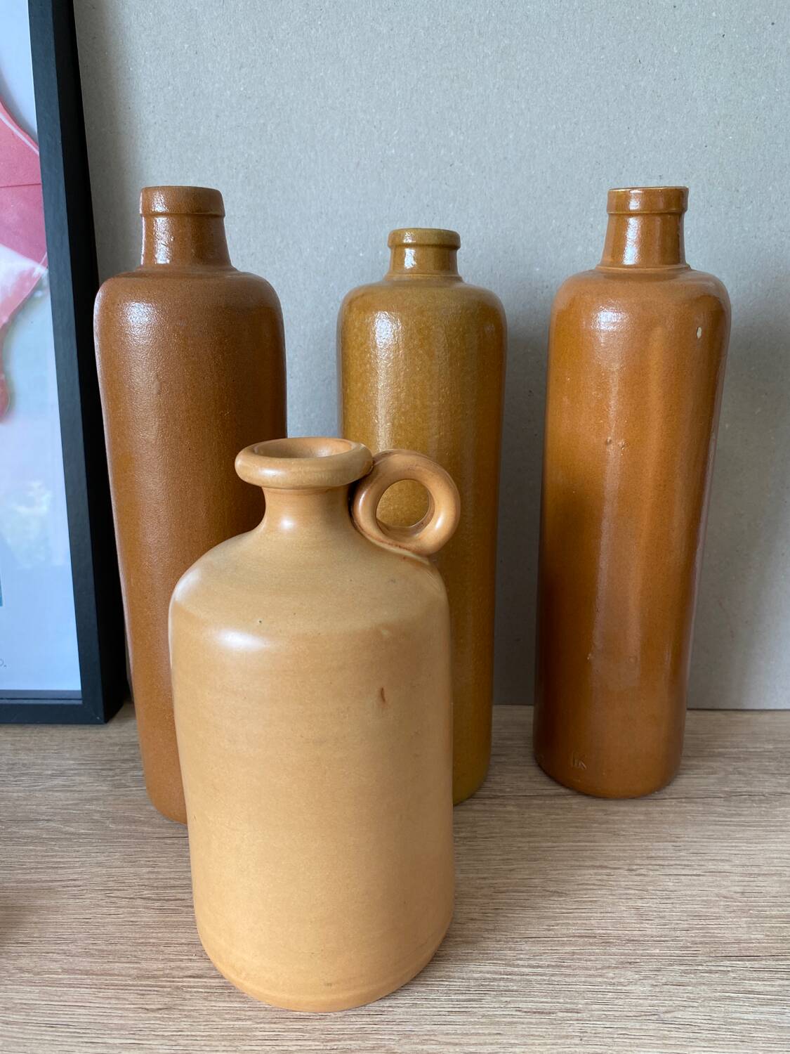 Set of 4 stoneware bottles