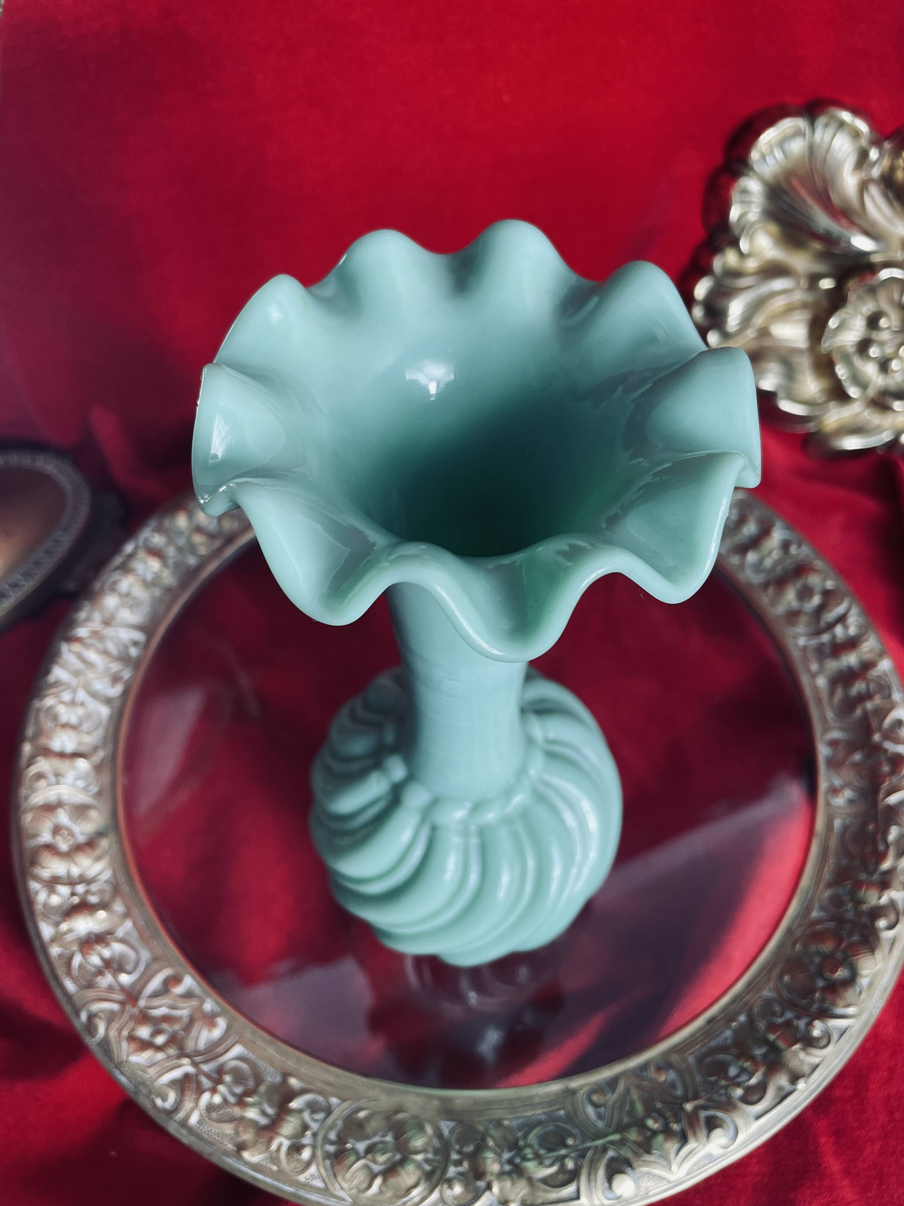 Old green opaline vase
