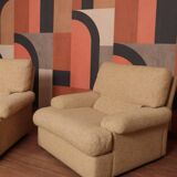 Danish Set of Armchairs Soft Cuschion Comfortable Wool Upholstery