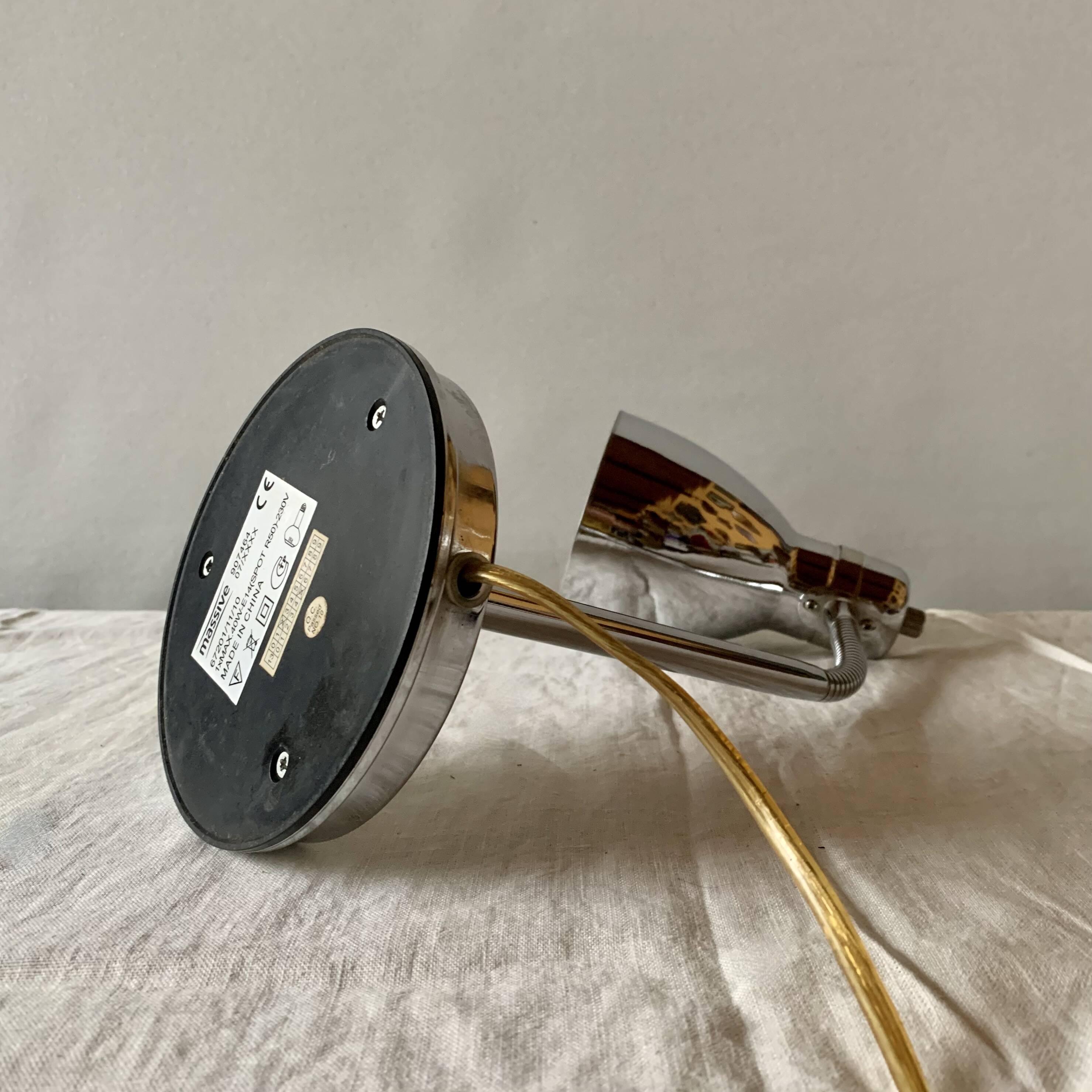 Massive vintage side lamp in chromed metal