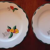 6 flat earthenware plates Charbonnier-Salins circa 1930