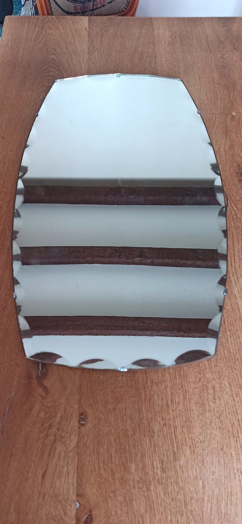 Octagonal beveled art deco wall mirror