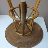Vintage rattan tripod coffee table
