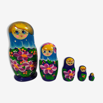 5 matriochka poupées russes artisanales