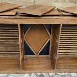 Ancien comptoir de boutiquier en teck birman