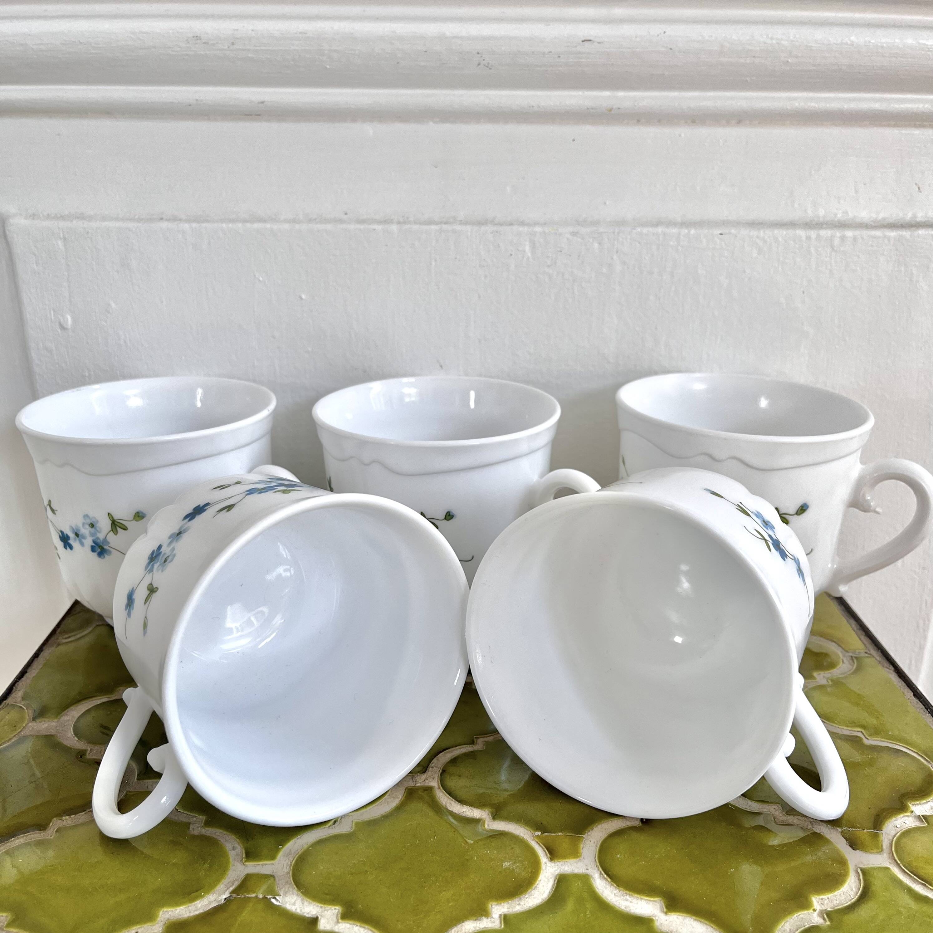 Lot 5 large vintage Arcopal myosotis Veronica tea and coffee cups